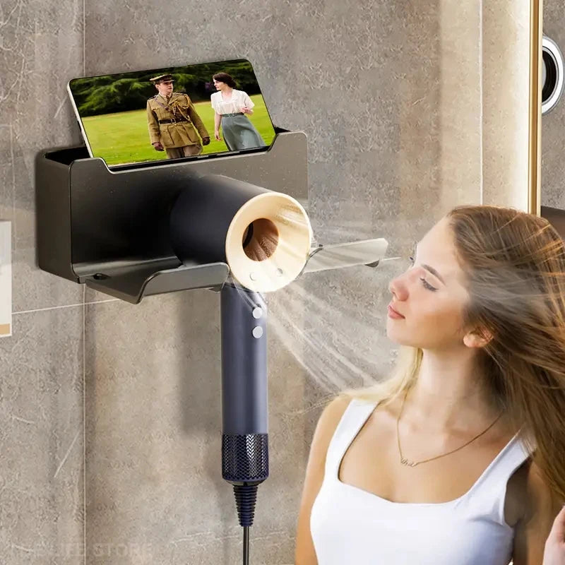 1PC Hair Dryer Holder Wall Mounted Self Adhesive Blow Dryer Holder Rack Dyson Hair Dryer Organizer Storage Bathroom Accessories