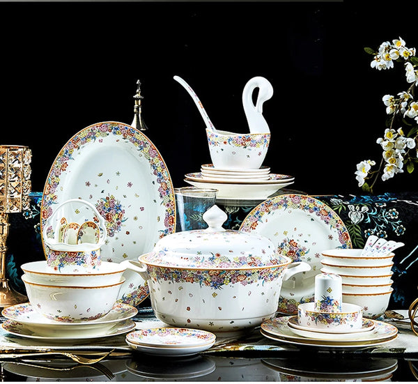 50pcs set,  fine bone china dinner set, star design, porcelain dinnerware set, dinner plates for servies, chafing dish bowl dish
