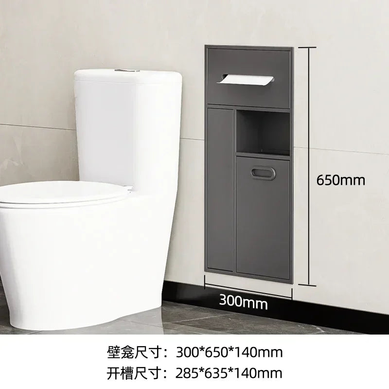 Stainless Steel Niche Bathroom Metal Embedded Trash Can Cabinet Finished Toilet Side Tissue Storage Rack