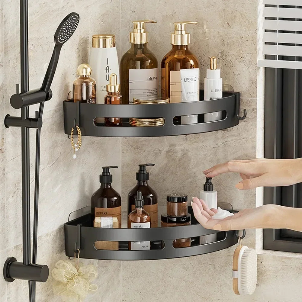 1/2/3PCS No Punching Required Bathroom Shampoo Holder Shower Caddy Shelves Household Storage Shelf Towel Holder Shelves