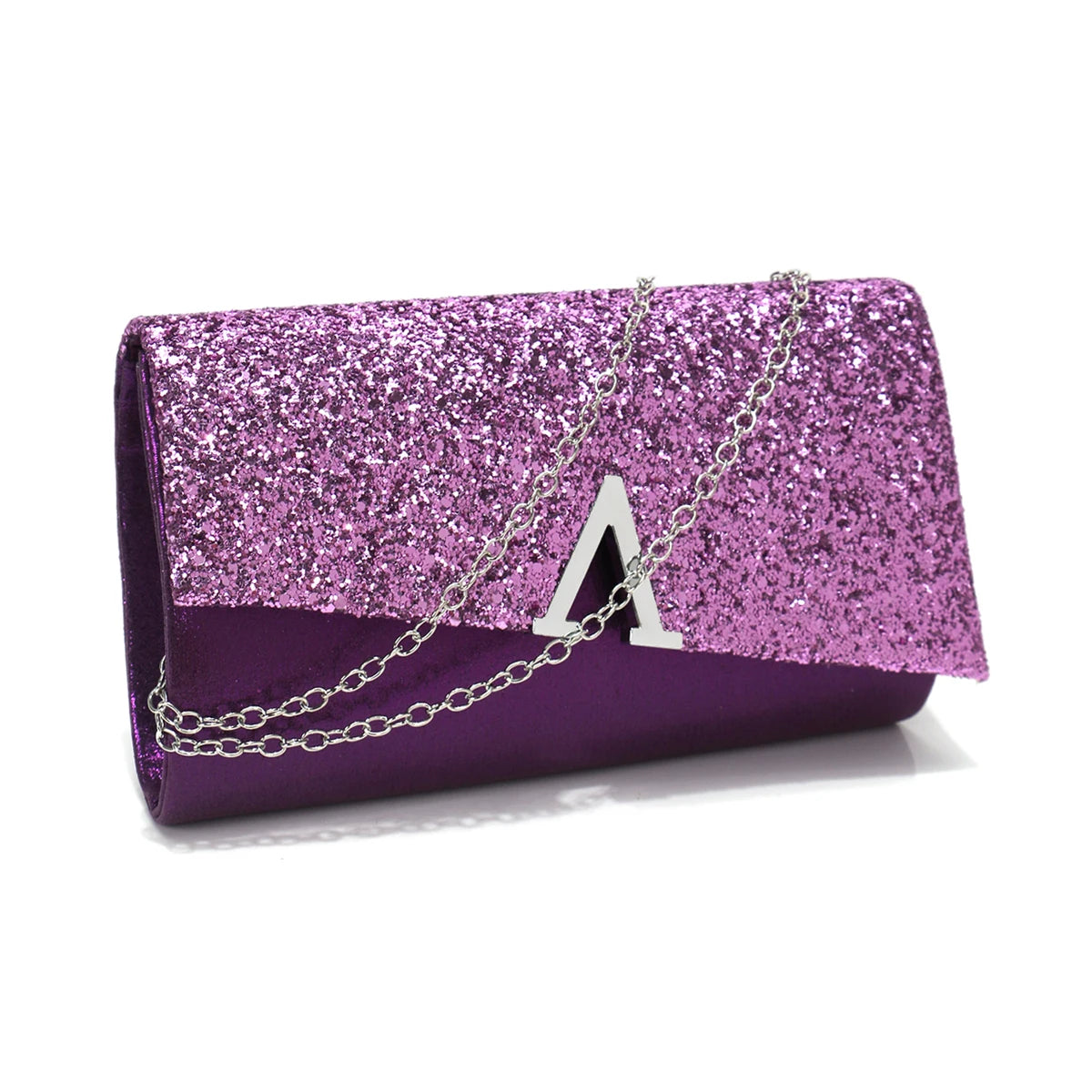 V Design Metal Chain Glamorous Design Evening Bags Envelope Shaped Sequins Handbags For Prom Dinner Wedding Banquet Purse