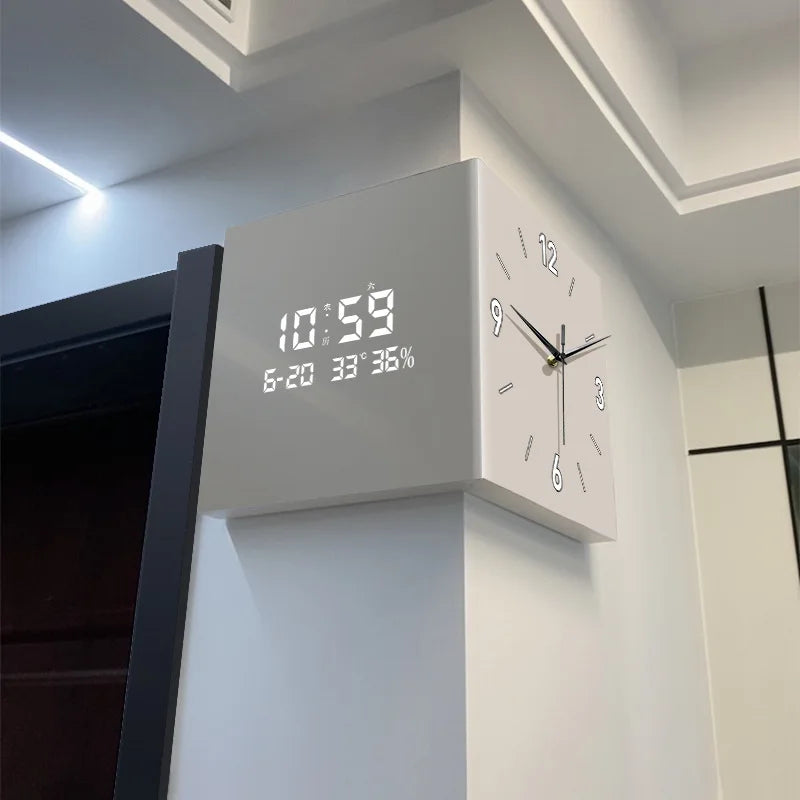 New Living Room Corner Clock Perpetual Calendar Electronic Wall Clock Modern Simple Double-sided Clocks Creative Corner Watch