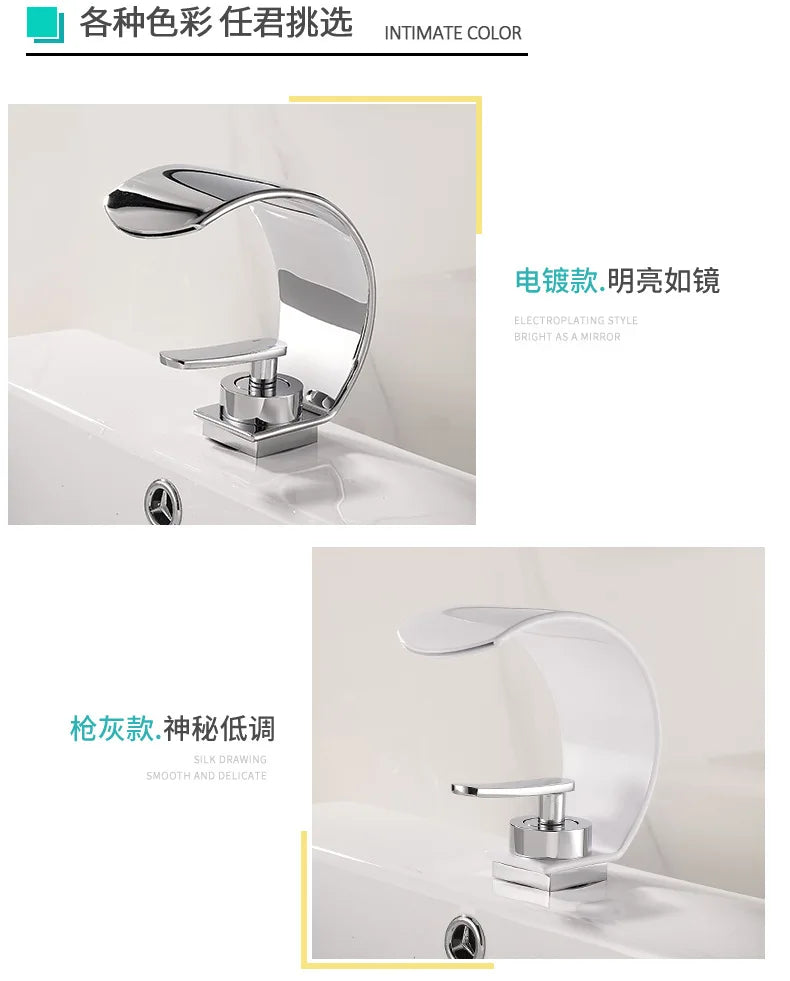 GEGVE Waterfall Washbasin Faucets Mixer Tap Sink Hot&cold Water Hydrant Iron To Sink A Bathtub Bathroom Sink tap tap Black White
