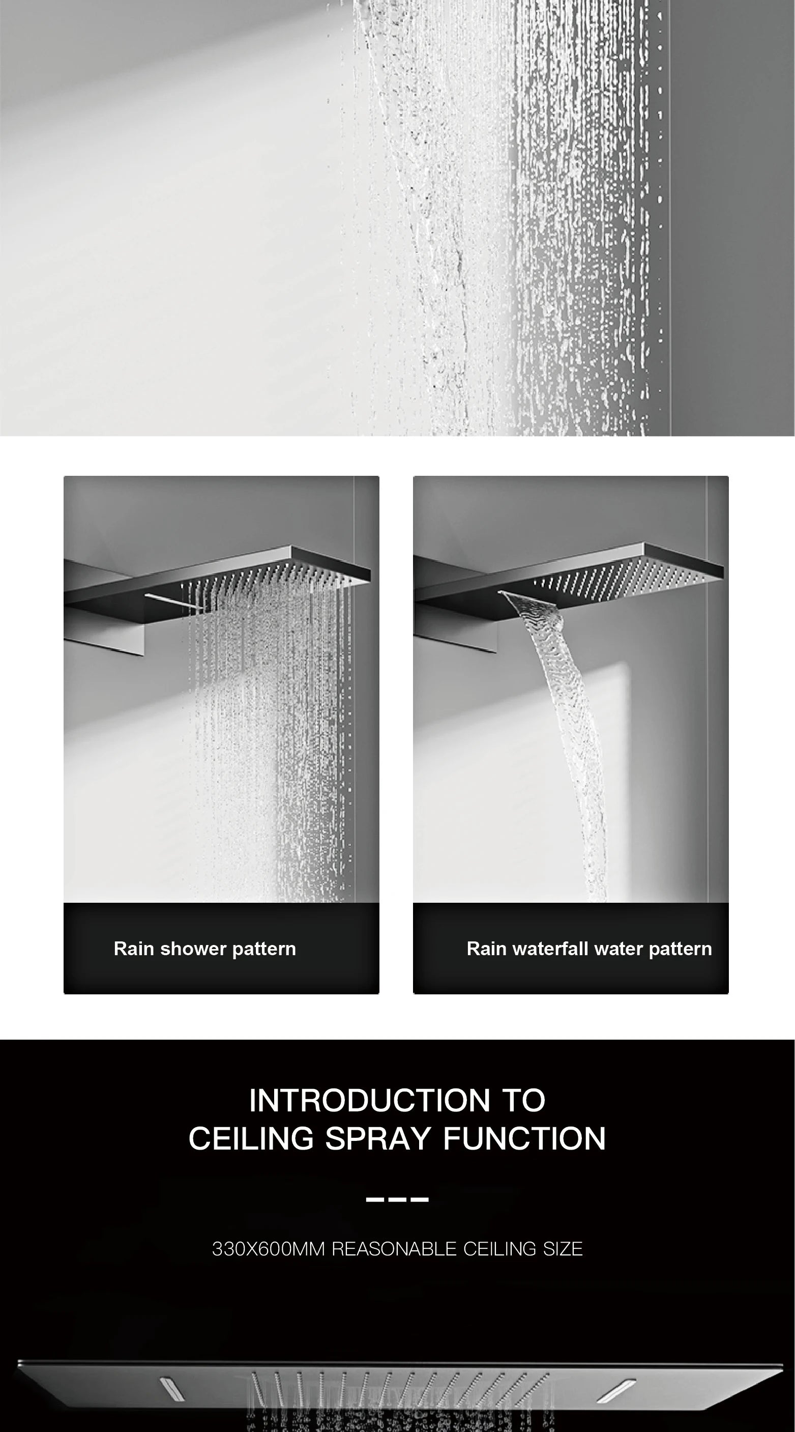 Luxury  gold LED digital display constant temperature shower system with hot&cold water ceiling embedded bath Mixer