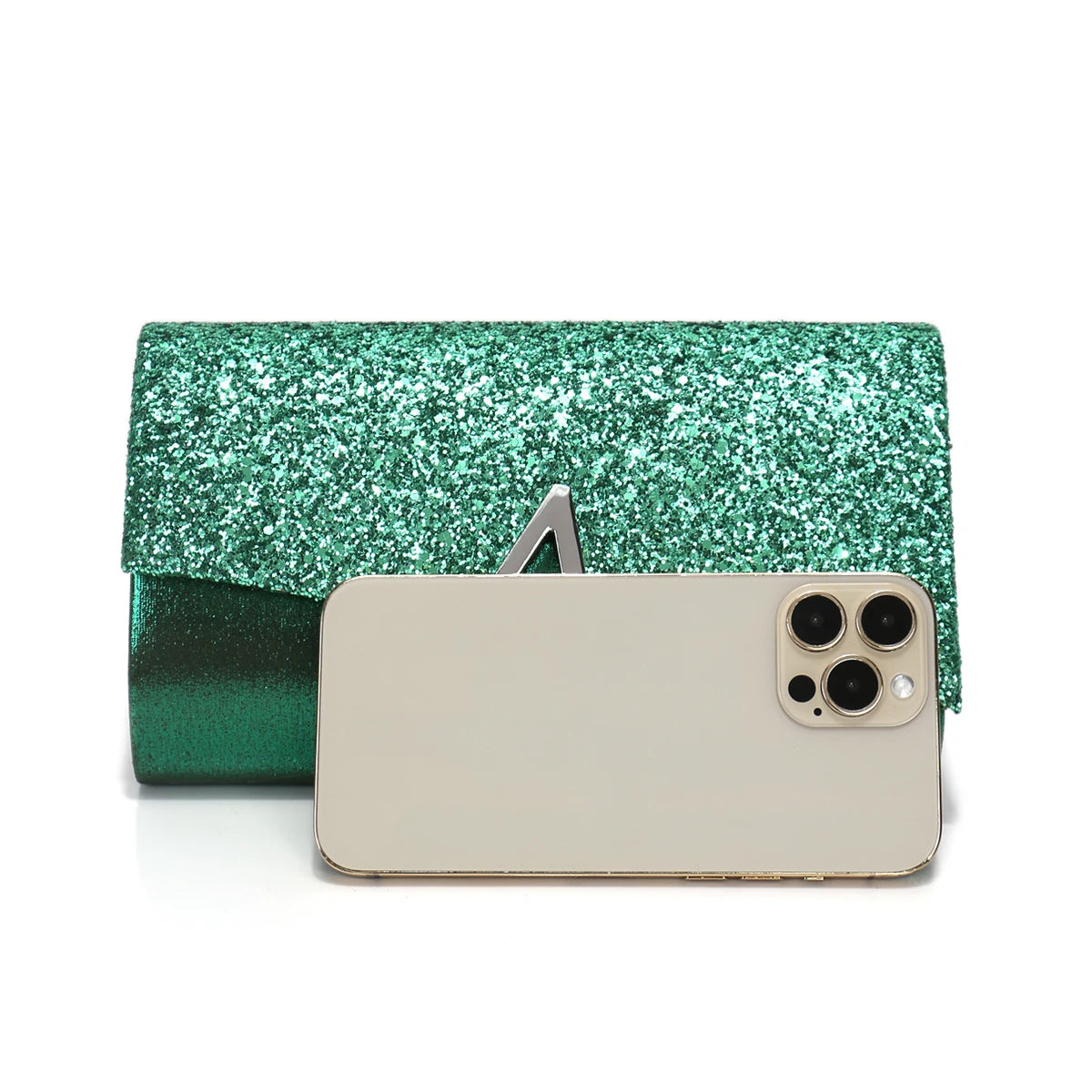 V Design Metal Chain Glamorous Design Evening Bags Envelope Shaped Sequins Handbags For Prom Dinner Wedding Banquet Purse