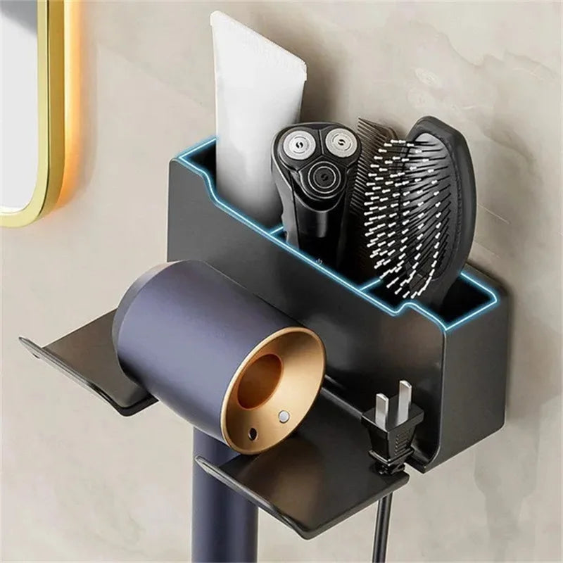 1PC Hair Dryer Holder Wall Mounted Self Adhesive Blow Dryer Holder Rack Dyson Hair Dryer Organizer Storage Bathroom Accessories