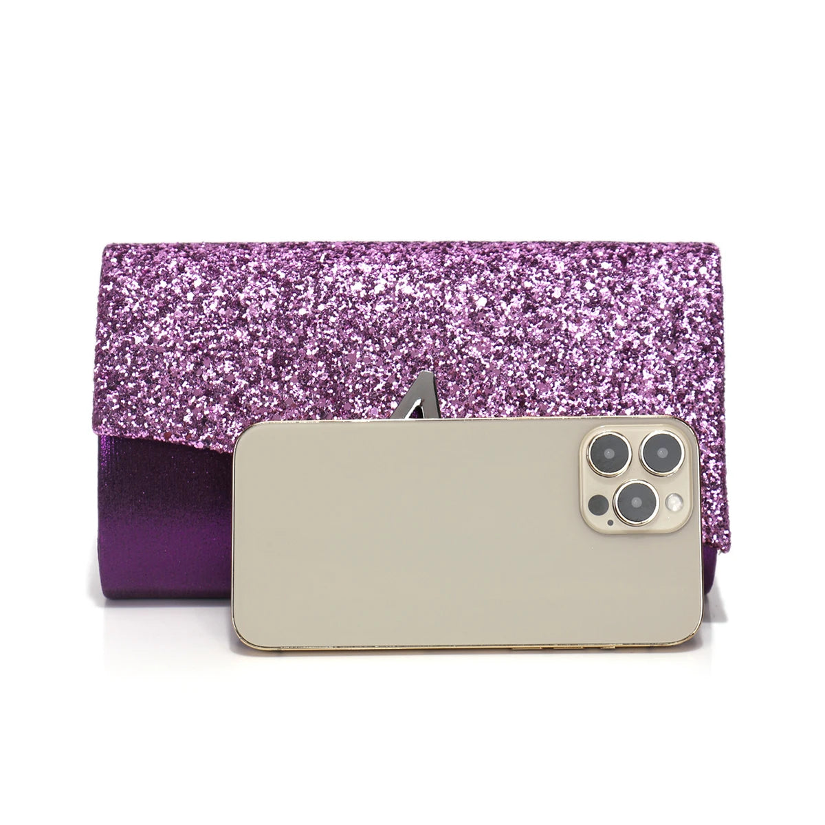 V Design Metal Chain Glamorous Design Evening Bags Envelope Shaped Sequins Handbags For Prom Dinner Wedding Banquet Purse