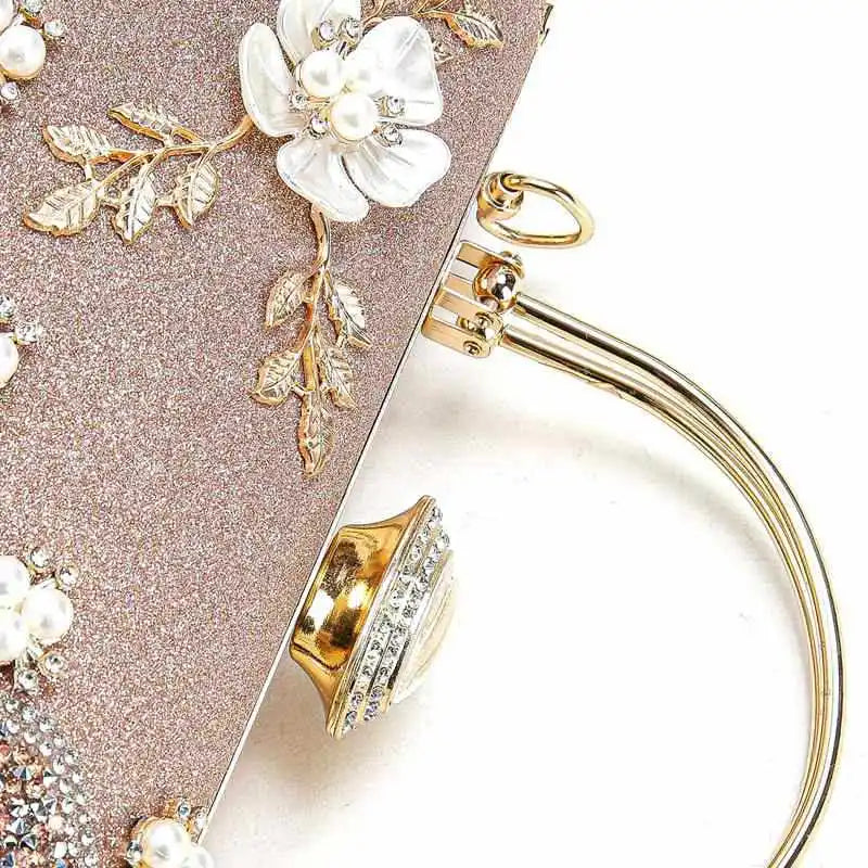 2024 New Arrival Flower Crystal Wedding Bridal Clutch Purse Luxury Designer Women&
