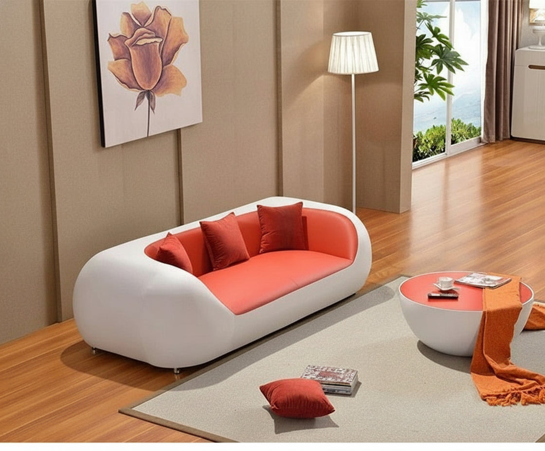 MANBAS Italian Genuine Leather Couch Top Grade Cow Leather Sofas Personality Creativity Living Room Chair Arc Modern Furniture