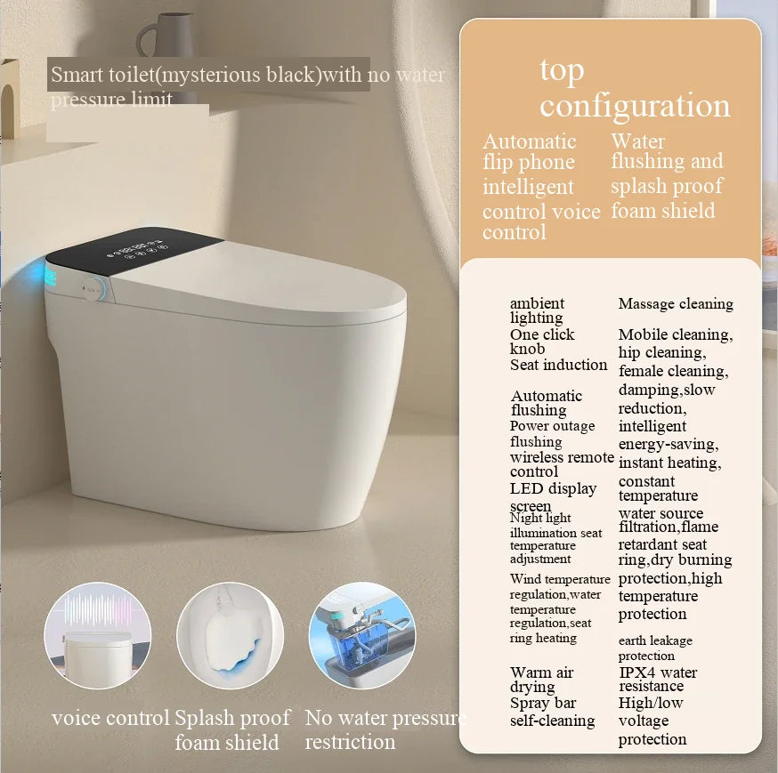 Intelligent Toilet, Wireless Remote Control, Floor Vent Intelligent Toilet, Intelligent Toilet with Cistern, Domestic Commercial