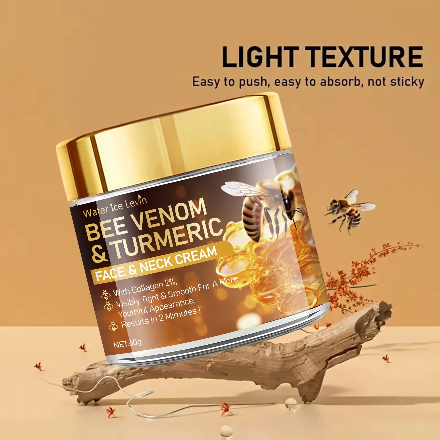 Bee Venom Instant Facial Lifting Cream Firms and Lifts Loose Skin, Smoothes Skin | Alcohol-Free, Containing Hyaluronic Acid, Suitable for All Skin Types