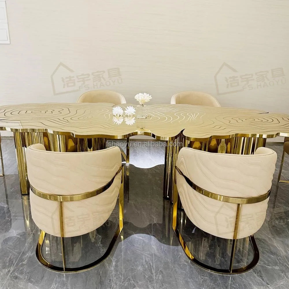 Chicago Furniture Italian Design Luxury Classic Dining Table Set Classic Oval Metal Kitchen Dining Table