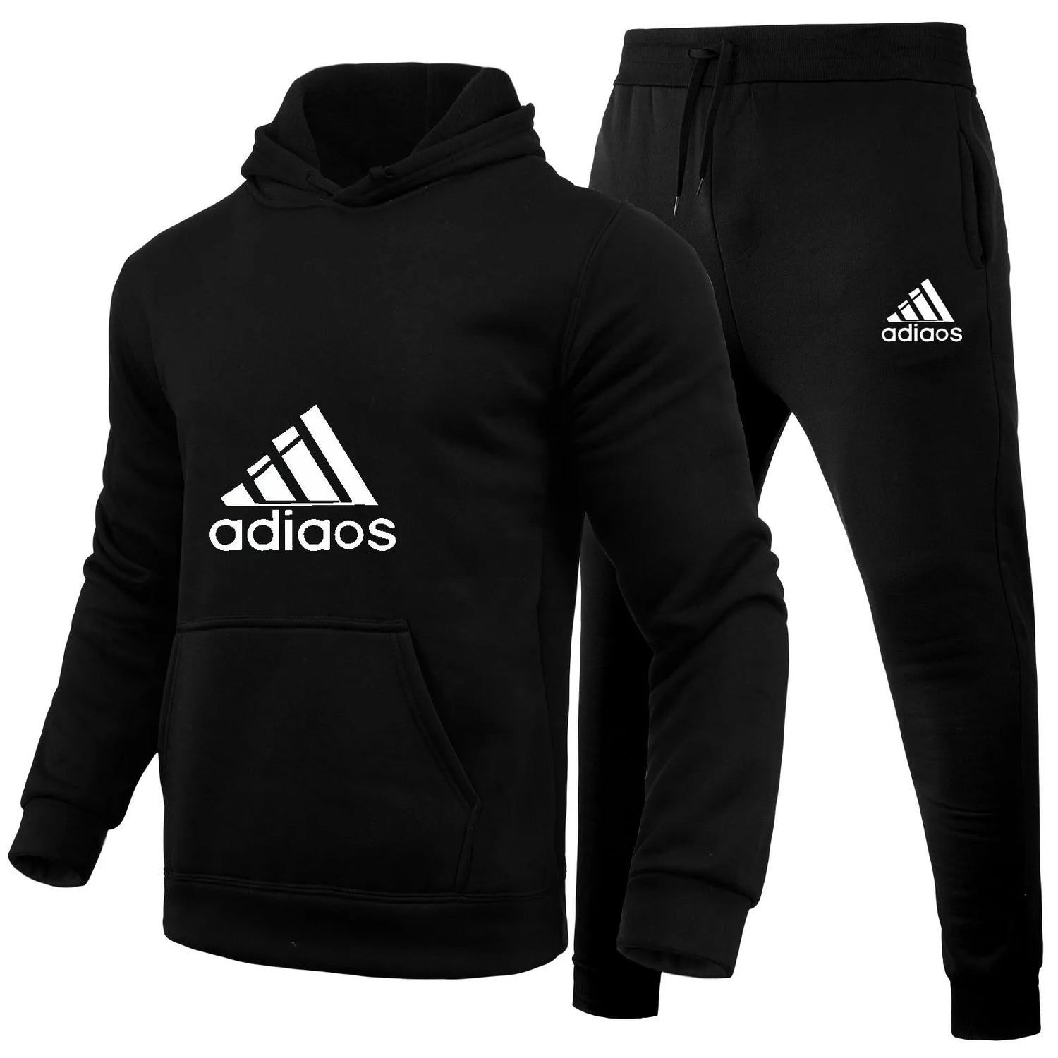 Stylish and trendy fitness jogging loose sportswear set of 2-piece pullover hoodie and long pants for men in autumn and winter