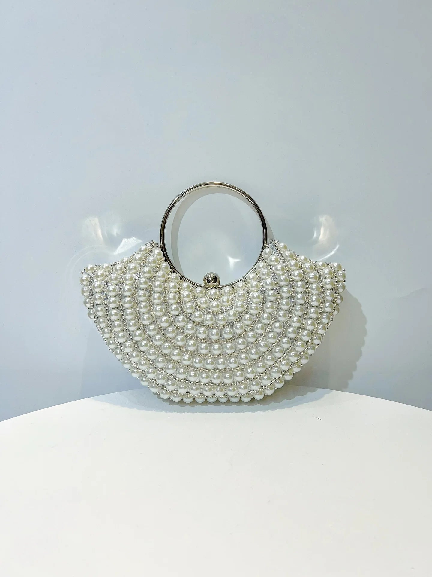 Luxurious Design Sparkling Banquet Clutch Bag Fashion Pearl inlay Wedding Handbag Lady Chain Shoulder Bag New Clutch Purse