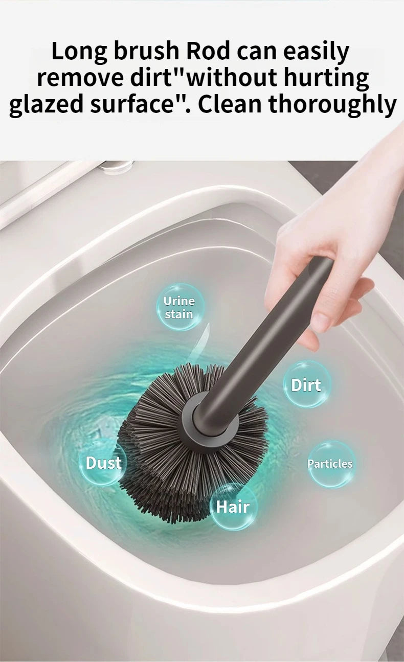 Wall-Mounted Bathroom Storage Rack With Suction Cup Toilet Brush No Drilling Required - New Toilet Brush For Spotless Cleaning