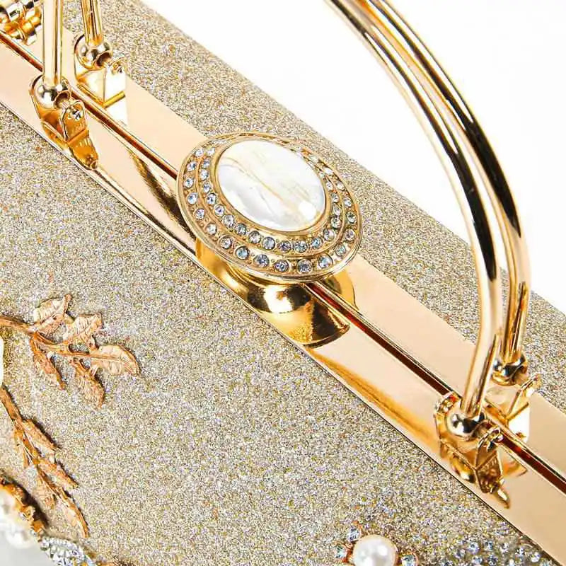 2024 New Arrival Flower Crystal Wedding Bridal Clutch Purse Luxury Designer Women&