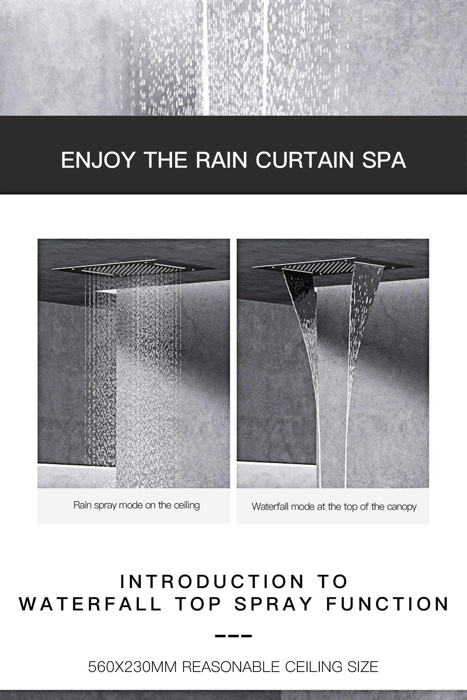 Luxury  black brass shower system wall-mounted LED digital display design Cold & hot dual-control 4-function ceiling shower Tap