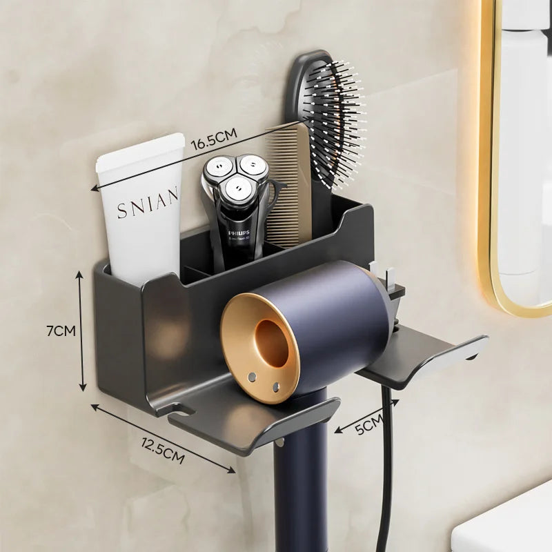 1PC Hair Dryer Holder Wall Mounted Self Adhesive Blow Dryer Holder Rack Dyson Hair Dryer Organizer Storage Bathroom Accessories