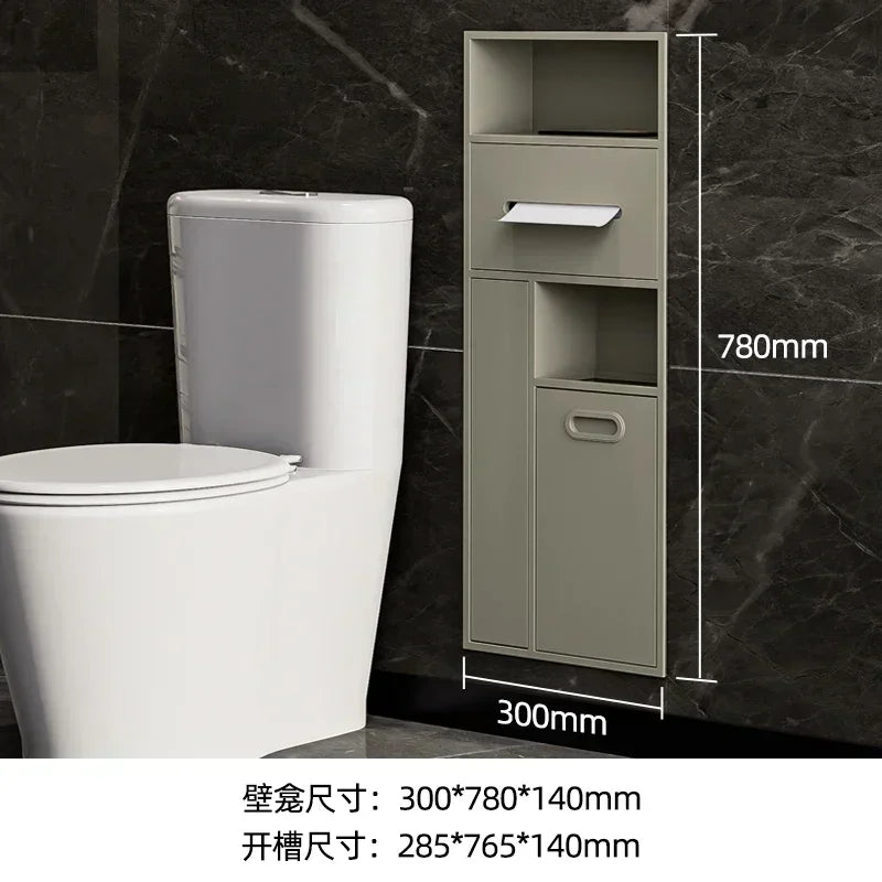 Stainless Steel Niche Bathroom Metal Embedded Trash Can Cabinet Finished Toilet Side Tissue Storage Rack