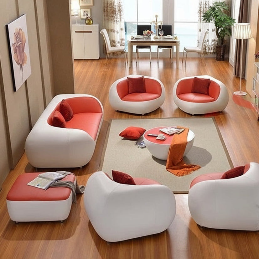 MANBAS Italian Genuine Leather Couch Top Grade Cow Leather Sofas Personality Creativity Living Room Chair Arc Modern Furniture