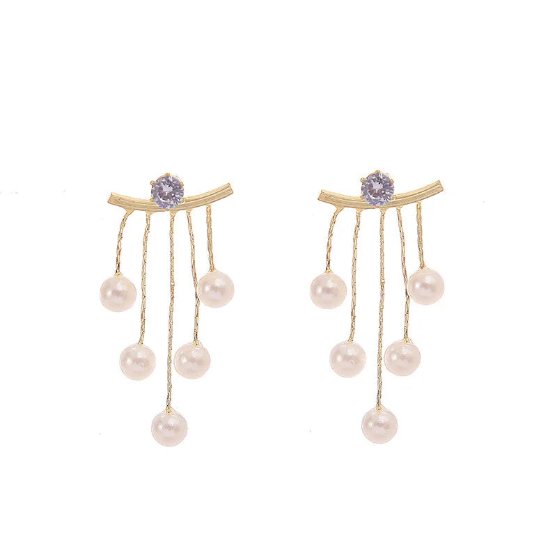 925 Silver Needle Korean Fashion Pearl Tassel Earrings For Women Jewelry 2025 Trending New Luxury Women&
