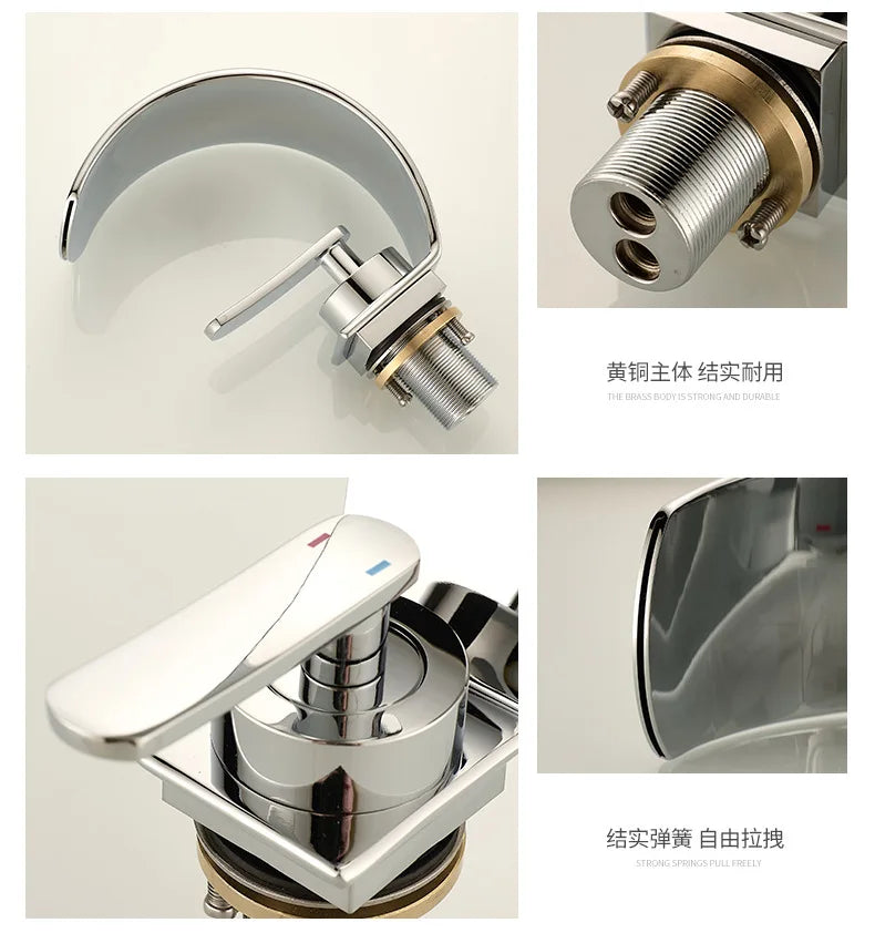 GEGVE Waterfall Washbasin Faucets Mixer Tap Sink Hot&cold Water Hydrant Iron To Sink A Bathtub Bathroom Sink tap tap Black White