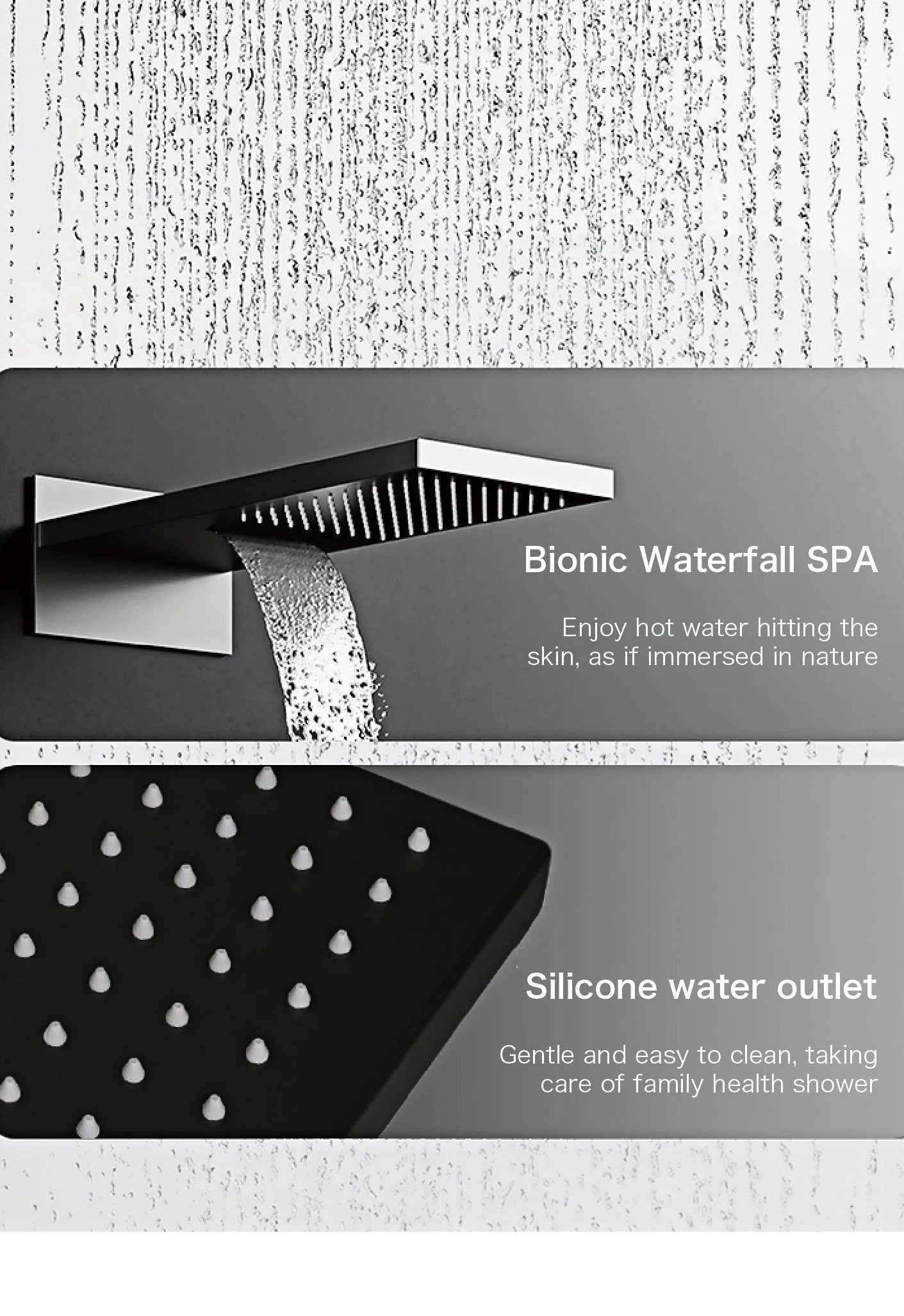 Luxury black shower system with wall mounted design LED digital display for dual control of hot & cold Simple bathroom Tap