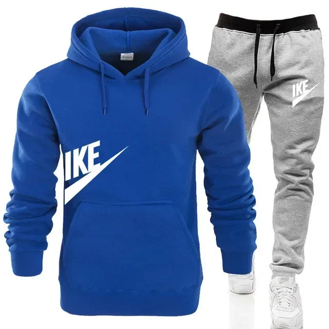 New hooded sports hoodie + 2 sets of sweatpants, fashion printed autumn and winter men&