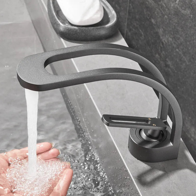 Bathroom Mixer Tap Black Grey White Gold Wash basin Faucet Single Handle Hot and Cold Lavotory Faucet