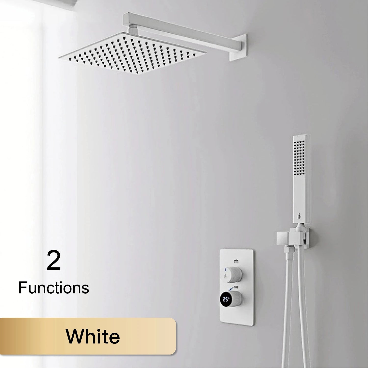 Luxury black shower system with wall mounted design LED digital display for dual control of hot & cold Simple bathroom Tap
