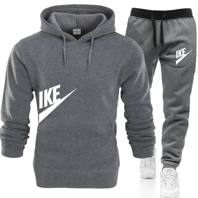 New hooded sports hoodie + 2 sets of sweatpants, fashion printed autumn and winter men&