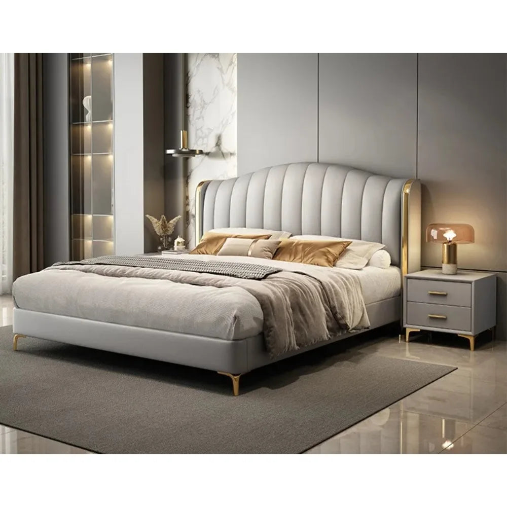 king Size Bed Up-holstered Home Queen Cama Matrimonial Modernas Bedroom Furniture Lit Complet Letto Luxury Bed Frame Wooden Bett