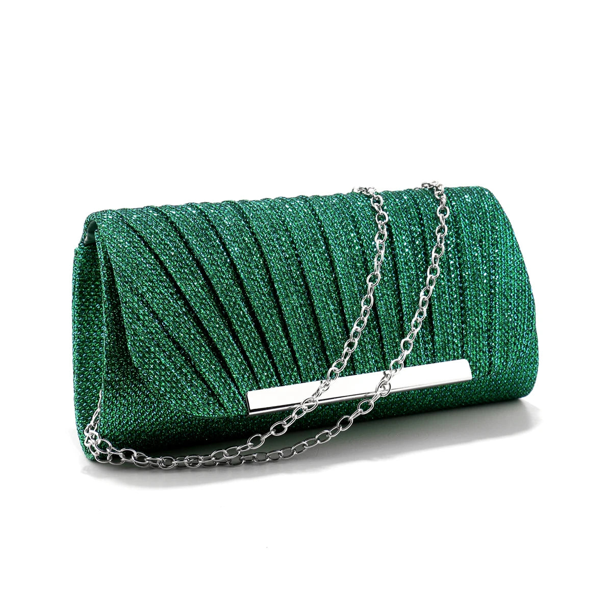 Metal Luxury Women Evening Bags Ruched Design Sequined Small Envelope Shaped Box Party Wedding Event Handbags Purse