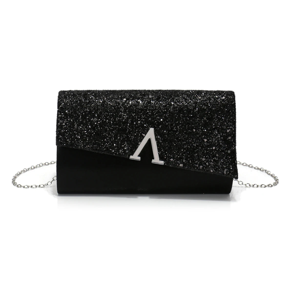 V Design Metal Chain Glamorous Design Evening Bags Envelope Shaped Sequins Handbags For Prom Dinner Wedding Banquet Purse