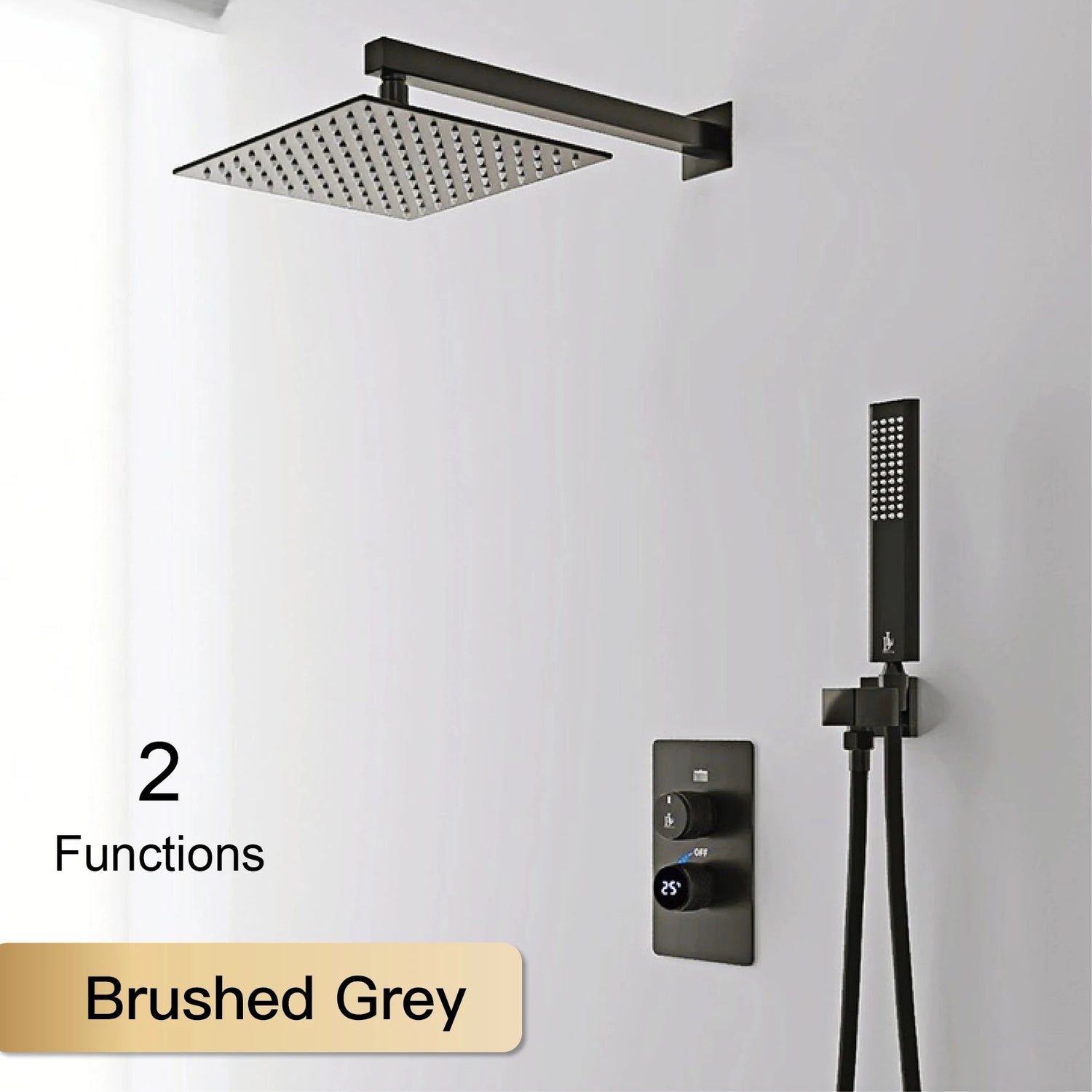 Luxury black shower system with wall mounted design LED digital display for dual control of hot & cold Simple bathroom Tap