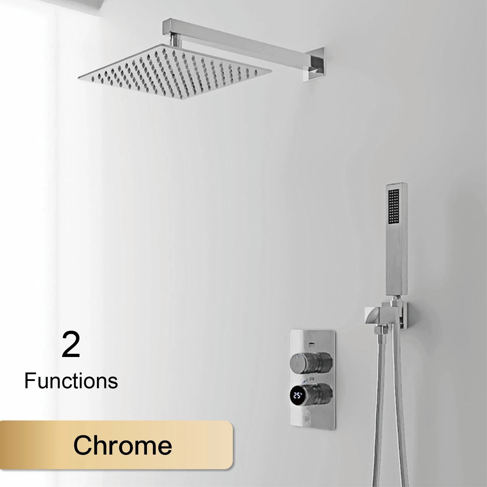 Luxury black shower system with wall mounted design LED digital display for dual control of hot & cold Simple bathroom Tap