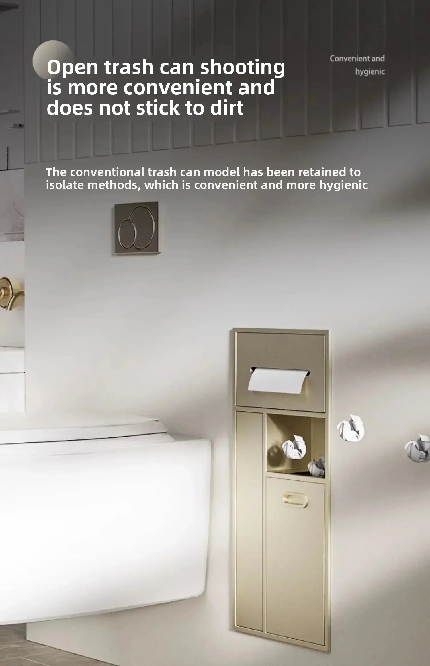 Stainless Steel Niche Bathroom Metal Embedded Trash Can Cabinet Finished Toilet Side Tissue Storage Rack