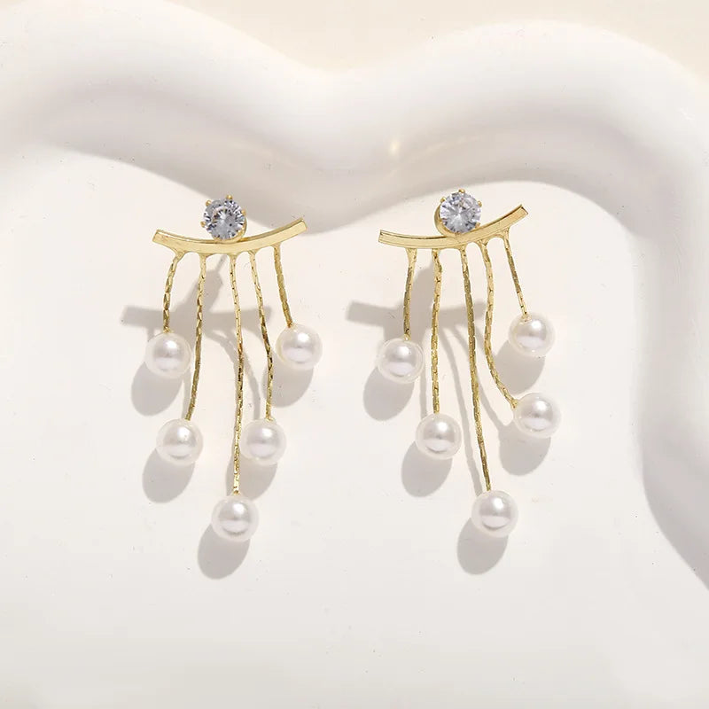 925 Silver Needle Korean Fashion Pearl Tassel Earrings For Women Jewelry 2025 Trending New Luxury Women&
