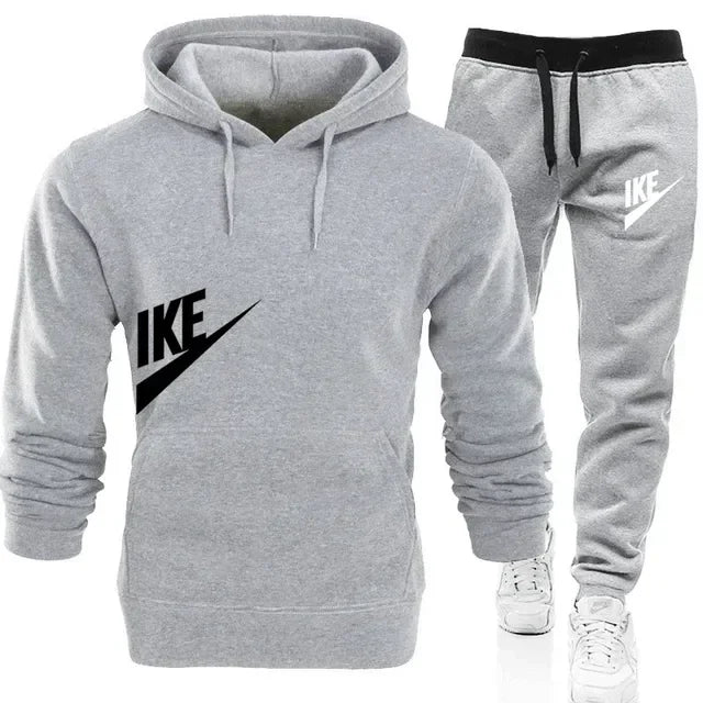 New hooded sports hoodie + 2 sets of sweatpants, fashion printed autumn and winter men&