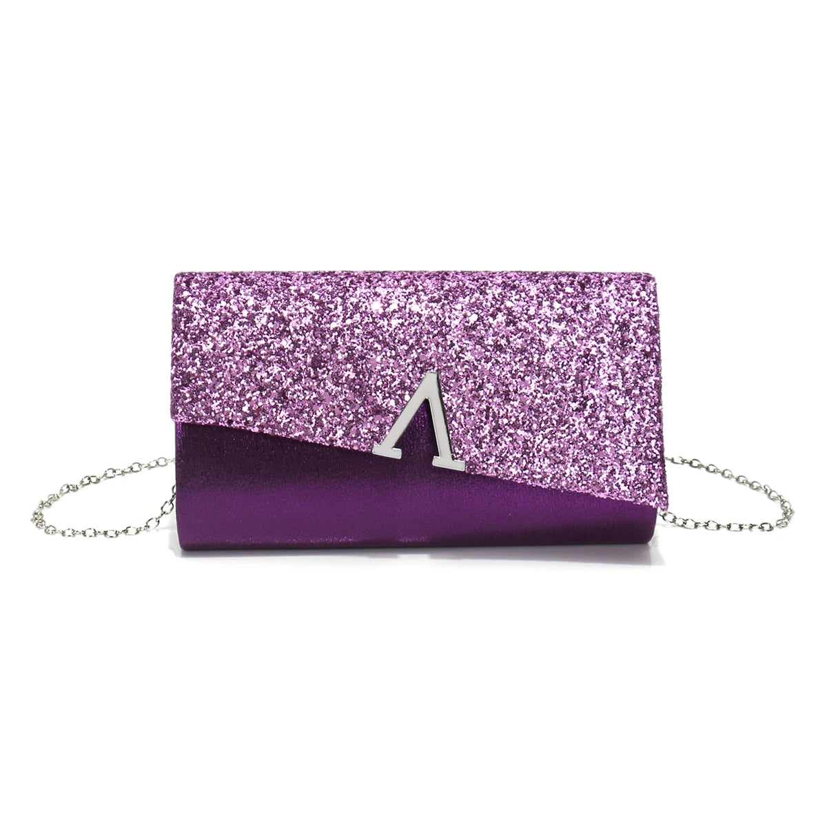V Design Metal Chain Glamorous Design Evening Bags Envelope Shaped Sequins Handbags For Prom Dinner Wedding Banquet Purse