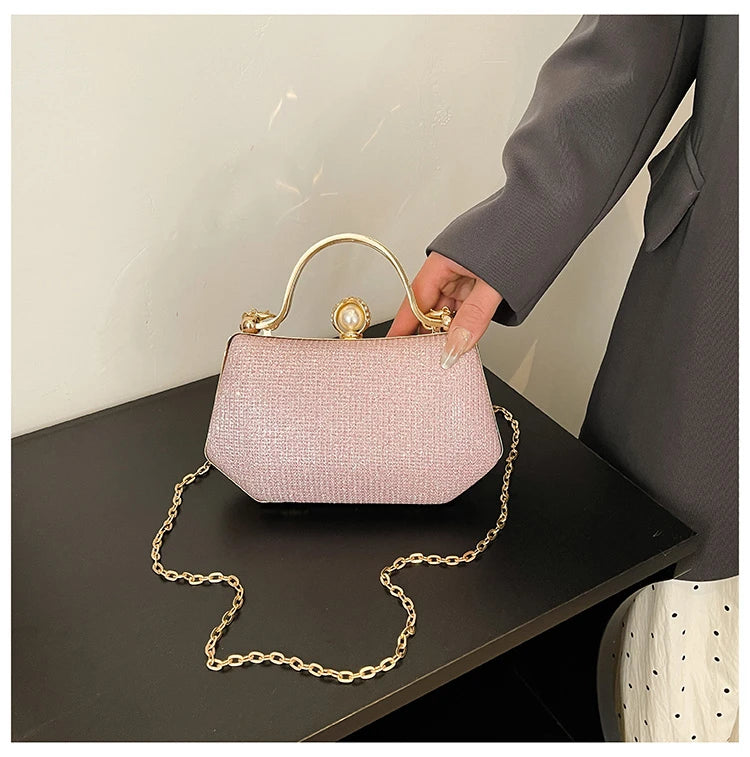 Solid Color Versatile Evening Bags Chains Hasp 2025 New High Quality Bags for Women Personality Simple Crossbody Bags