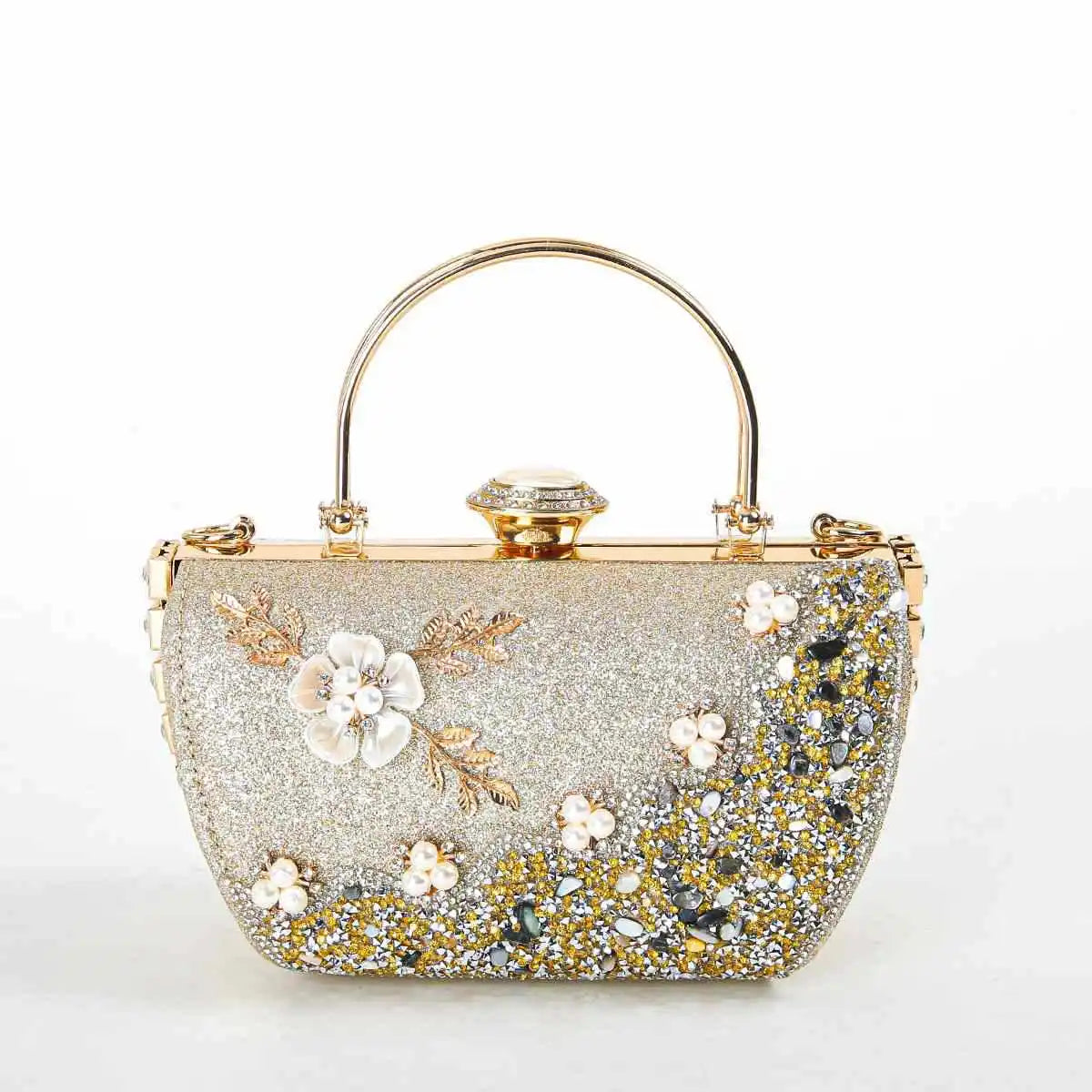 2024 New Arrival Flower Crystal Wedding Bridal Clutch Purse Luxury Designer Women&