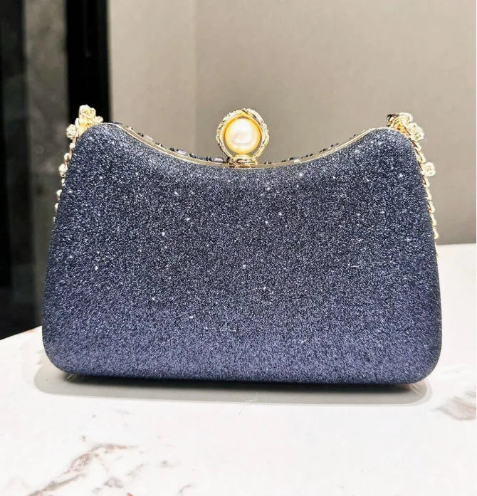Fine Rhinestone Diamond Inlay Dinner Evening Bag Retro Luxury Gold Silver Blue Small Clutch For Women Wedding Party Shoulder Bag