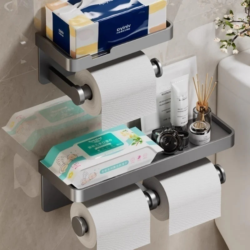 Toilet phone holder, toilet tissue box, wall mounted storage rack, toilet waterproof tissue tube holder
