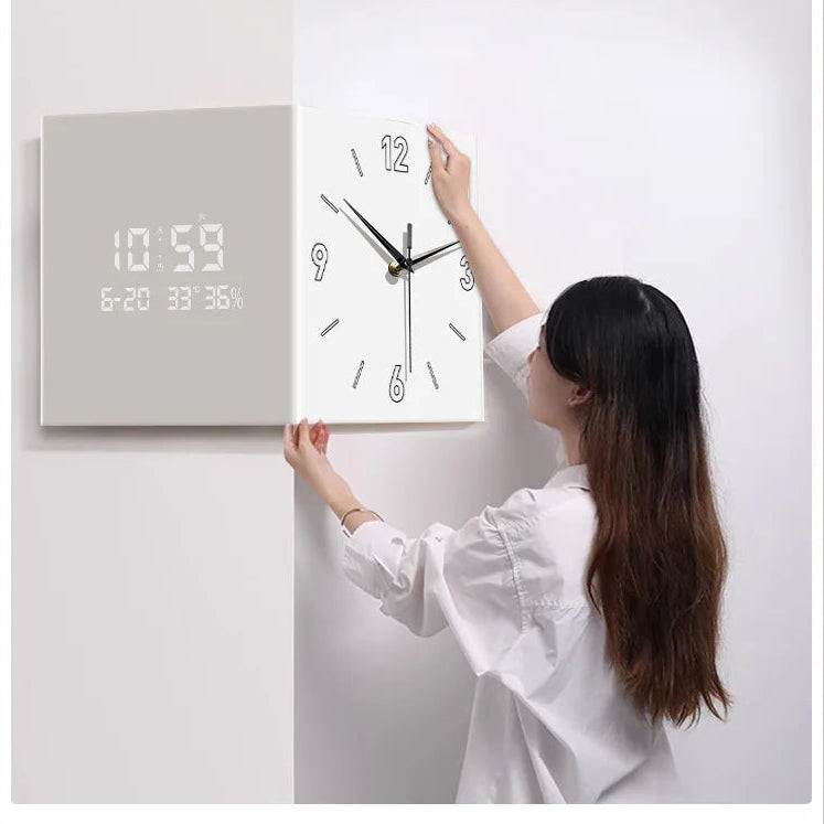 New Living Room Corner Clock Perpetual Calendar Electronic Wall Clock Modern Simple Double-sided Clocks Creative Corner Watch