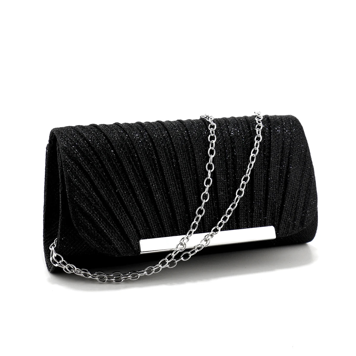 Metal Luxury Women Evening Bags Ruched Design Sequined Small Envelope Shaped Box Party Wedding Event Handbags Purse