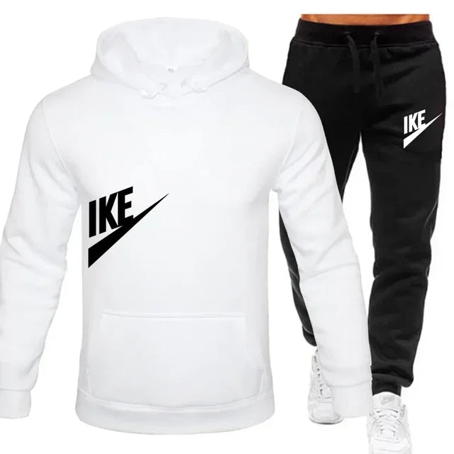 New hooded sports hoodie + 2 sets of sweatpants, fashion printed autumn and winter men&