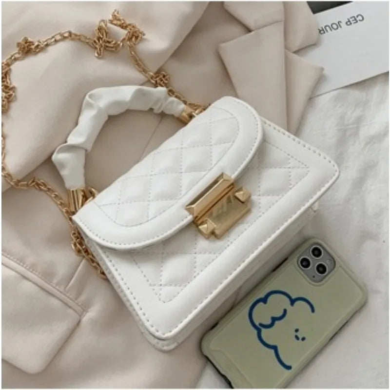 Grid pattern tote bag women&