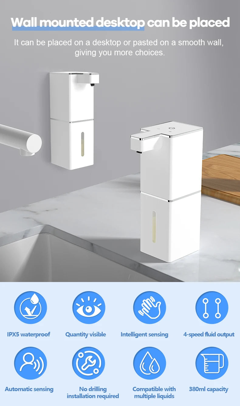 Wall Mounted Intelligent Induction Touchless Automatic Sensor Soap Dispenser Hand Cleaning Washing Machine for Kitchen Bathroom