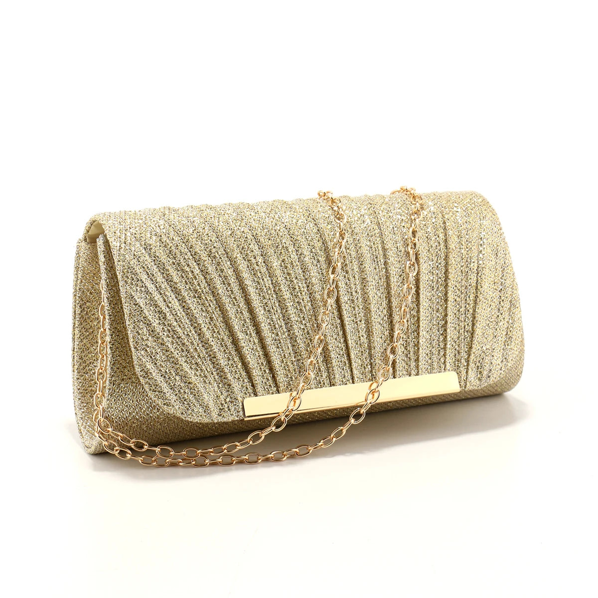 Metal Luxury Women Evening Bags Ruched Design Sequined Small Envelope Shaped Box Party Wedding Event Handbags Purse